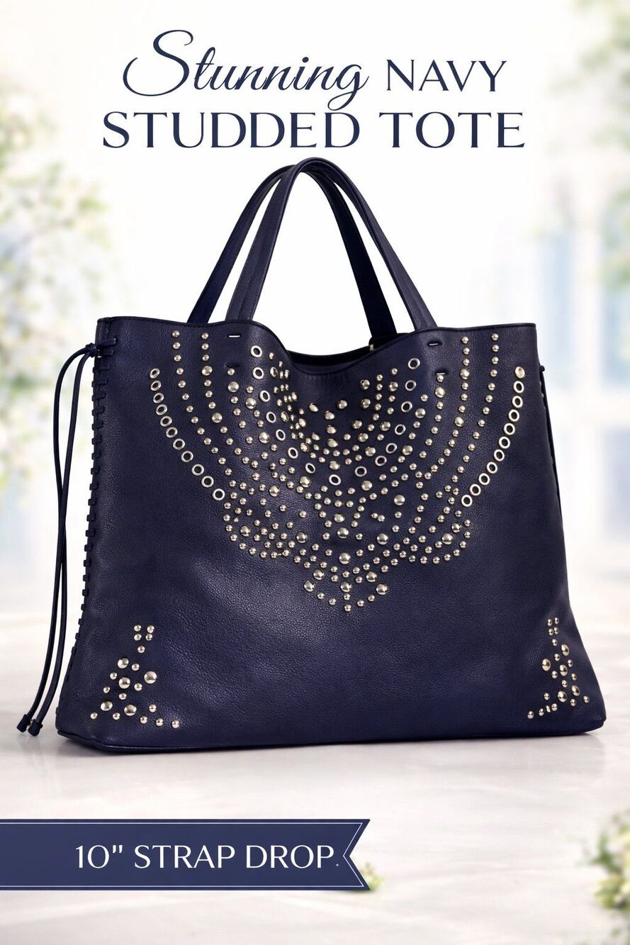 Tote bag Navy Blue Studded